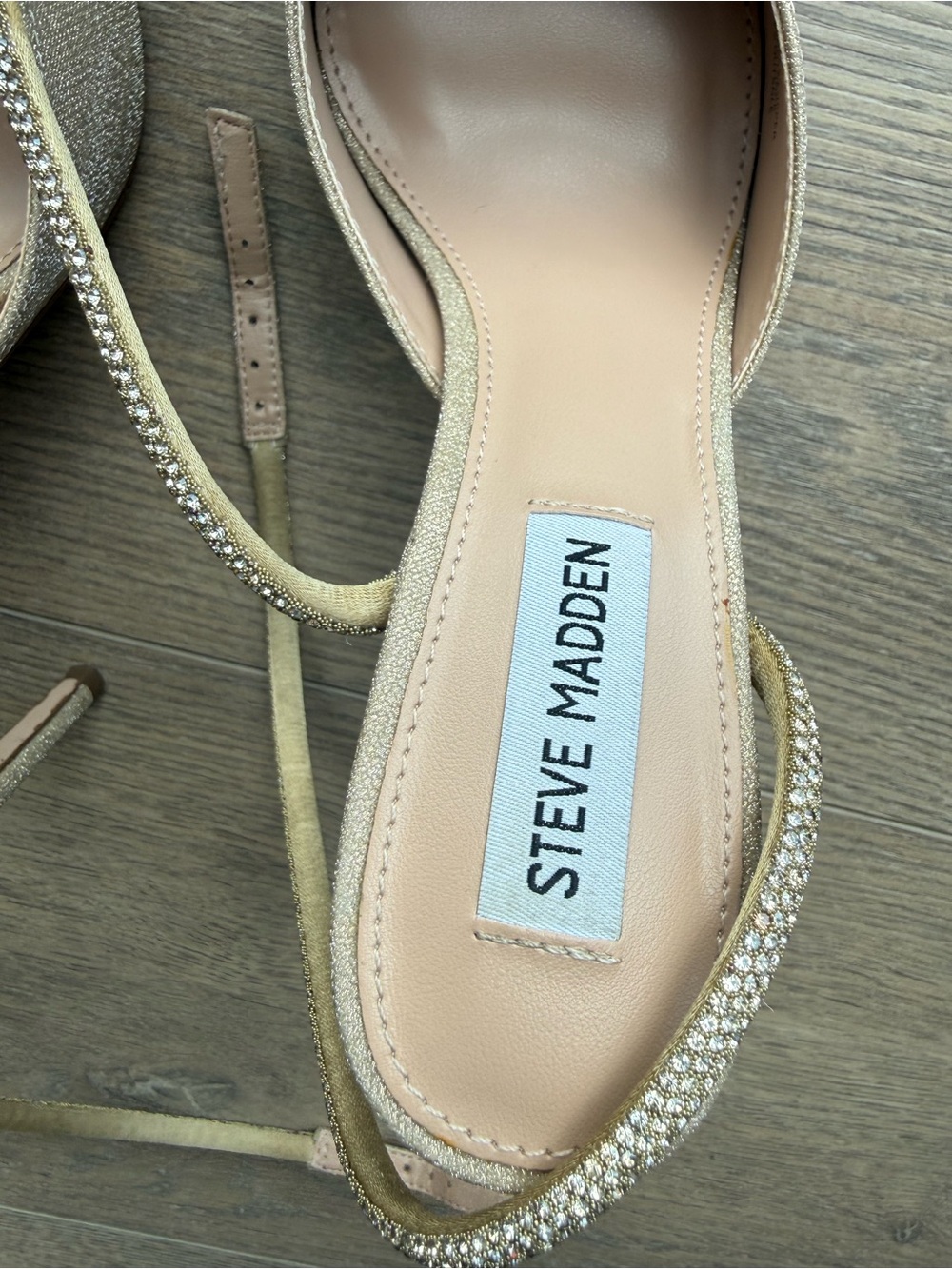 Steve Madden Champagne Jeweled Pointed-Toe Ankle-Strap Pumps - Picture 10 of 10